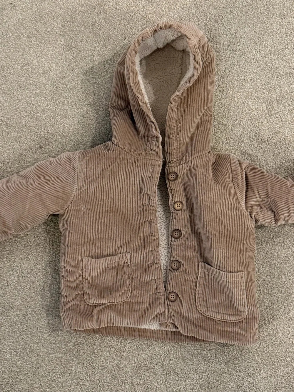 Carter's Hooded Corduroy Fleece-lined Jacket - Light Brown